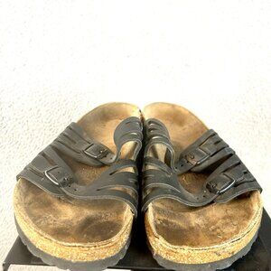 Birkenstock Granada Black Leather Sandals Size 42 US Women 11 Slides